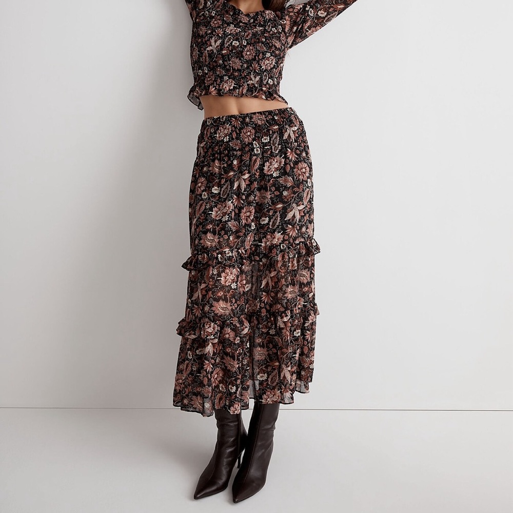 Madewell Ruffle Tiered Midi Skirt